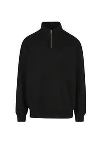 Sweater DEF "DEF DEF Zipper Crewneck", Herren, Gr. S, jet schwarz washed, 80% Baumwolle, 20% Polyester, unifarben, Sweatshirts Sweater