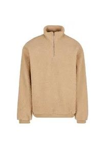 Kapuzensweatshirt Urban Classics "Urban Classics Oversized Teddy Troyer", Herren, Gr. L, unionbeige, 100% Polyester, unifarben, Sweatshirts