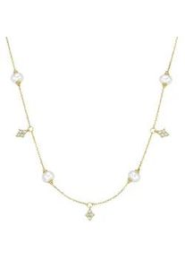 Collier "S&uuml;&szlig;wasser-Perlen und Zirkonia, Silber 925", gold, Giorgio Martello MILANO, Halsketten, Damen, 45cm, Silber 925 (Sterlingsilber), Collier