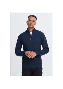 Troyer Blend "BHFintos", Herren, Gr. 3XL, blau (marineblaus), Feinstrick, 70% Baumwolle (Recycled), 30% Polyester (Recycled), unifarben, normal normal, hoch geschlossener Ausschnitt, Pullover Troyer, Stilvoller Troyer mit Rei&szlig;verschluss