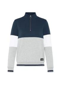 Troyer oxmo "Longsweatshirt OXOMAREN SWEAT", Damen, Gr. XXL, blau (insignia blau), Obermaterial: 80% Polyester PES. 20% Baumwolle CO., Pullover Troyer