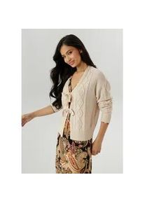 Strickjacke Aniston SELECTED, Damen, Gr. 34, beige, Rippstrick, Obermaterial: 100% Polyacryl, Rautenmuster, Zopfmuster, unifarben, l&auml;ssig geschnitten h&uuml;ftlang, V-Ausschnitt, B&uuml;ndchen, Strickjacken Strickjacke, mit Zopf- und Rautenmuster