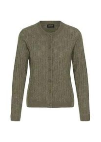 Strickjacke oxmo "Strickjacke OXFSINVA", Damen, Gr. S, gr&uuml;n (smokey olive melange), Obermaterial: 76% Polyacryl PAN. 21% Polyester PES. 3% Elasthan EL., Strickjacken Strickjacke