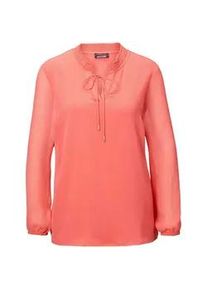 Chiffonbluse GOLDNER "Elegante Jersey-Bluse mit Rundhals", Damen, Gr. 44, orange (koralle), Obermaterial: 100% Polyester PES., Modisch, figurumspielend, Gummib&uuml;ndchen, Blusen Chiffonbluse, Gummibund