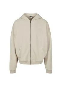 Rundhalspullover Urban Classics "Urban Classics Herren 90's Zip Hoody", Herren, Gr. S, softseagrass, 65% Baumwolle, 35% Polyester, unifarben, oversize, ohne Ausschnitt, Pullover Rundhalspullover