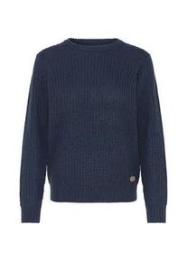 Strickfleece-Pullover oxmo "Strickpullover OXEDNA ONECK", Damen, Gr. XS, blau (total eclipse), Obermaterial: 100% Polyacryl PAN., Pullover