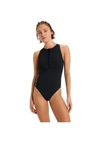 Badeanzug Roxy "Roxy Active High Perf One Piec", Damen, Gr. L, grau (anthrazit), Obermaterial: 75% Nylon, 25% Elasthan;, Badeanz&uuml;ge Badeanzug