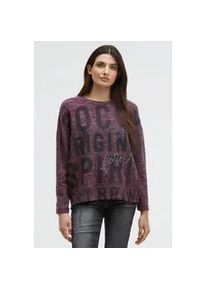 Rundhalspullover SOCCX, Damen, Gr. XL/XXL, night plum melange, Strick, Material: 53% Viskose, 43% Polyester, 4% Elasthan, bedruckt, regular fit normal, Rundhals, eingesetzt gerader Abschluss, Pullover Rundhalspullover