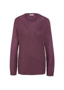 Strickpullover GOLDNER "Pflegeleichter Pullover in hochwertiger Rippenstruktur", Damen, Gr. 54, lila (cassis), Obermaterial: 72% Polyacryl PAN. 27% Baumwolle CO. 1% metallisierte Fasern MTF., Rippe, Pullover Strickpullover, Interessante Strickoptik mit Ajourmuster