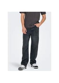 Only & Sons Relax-fit-Jeans ONLY & SONS "ONSFADE LOOSE BOX TAI DNM MU OTL", Damen, Gr. 31, L&auml;nge 34, schwarz (washed schwarz), Denim/Jeans, Obermaterial: 100% Baumwolle, Abriebeffekte, relaxed fit lang, Jeans, Baumwolle, relaxed fit