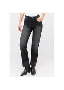 Straight-Jeans Angels "LARA TU", Damen, Gr. 36, L&auml;nge 28, grau (anthrazit used), Denim/Jeans, Obermaterial: 91% Baumwolle, 6% Polyester, 3% Elasthan, straight fit lang, Jeans Straight-Jeans, mit umgeschlagenem Bein