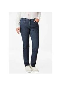 Stretch-Jeans GOLDNER "Kurzgr&ouml;&szlig;e Edel geschm&uuml;ckte Jeanshose Carla", Damen, Gr. 24, K-Gr, blau (dunkelblau), Obermaterial: 83% Baumwolle CO. 16% Polyester PES. 1% Elasthan EL., Jeans