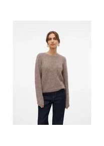 V&eacute;ro Moda Strickpullover VERO MODA "VMNOVAH LS O-NECK PULLOVER GA NOOS", Damen, Gr. S, braun (braun lentil detail:melange), Strick, Obermaterial: 70% Polyester, 21% Nylon, 8% Wolle, 1% Elasthan, meliert, regular fit taillenbedeckt, Rundhals, Pullover Strickpullover