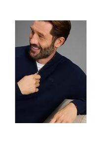 MAN'S WORLD Troyer MAN'S WORLD "Neue Kollektion Highlight kontrastfarbener Rei&szlig;verschluss", Herren, Gr. M, marine, Strick, Obermaterial: 50% Baumwolle, 50% Polyacryl, unifarben, regular fit, Rippb&uuml;ndchen, Pullover Troyer, Feinstrick Rippe, ideal f&uuml;r die &Uuml;bergangszeit