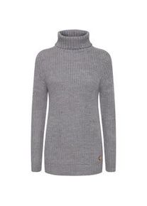 Strickfleece-Pullover oxmo "Strickpullover OXNanna", Damen, Gr. XS, grau (medium grau melange), Obermaterial: 85% Polyacryl PAN. 15% Wolle WO., Pullover