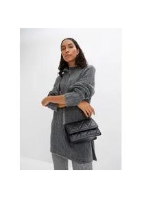 Longpullover bonprix, Damen, Gr. 52/54 (XXL), grau (anthrazit meliert), Obermaterial: 67% Polyacryl, 30% Polyester, 3% Elasthan, oversize, Pullover Longpullover, aus Polyacryl, Polyester und Elasthan, mit Stehkragen