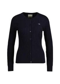 Sweatshirt Gant "Strickjacke STRETCH COTTON CABLE CARDIGAN", Damen, Gr. M, blau, Obermaterial: 88% Baumwolle CO. 10% Polyamid PA. 2% Elasthan EL., Sweatshirts Sweatshirt