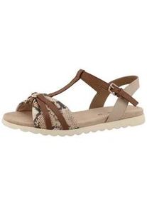 Riemchensandale Tom Tailor "Mandy", Damen, Gr. 39, beige, braun, Lederimitat, Textil, Schuhe Riemchensandale, Platau, Sandalette, Sommerschuh mit Kontrastbesatz in Snake-Optik