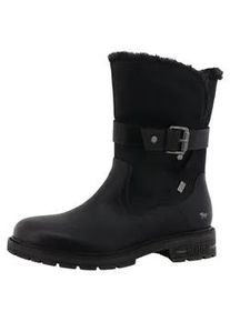 Winterstiefel Mustang SHOES "Bienke", Damen, Gr. 39, schwarz, Lederimitat, Textil, Basic, Schuhe Winterstiefel, Biker Boots mit Blockabsatz und Zierriemchen