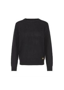 Strickfleece-Pullover oxmo "Strickpullover OXEDNA ONECK", Damen, Gr. S, schwarz, Obermaterial: 100% Polyacryl PAN., Pullover