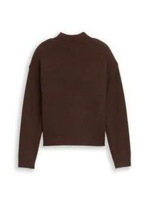 Strickpullover Tom Tailor, Kinder, Gr. 128, soft chocolate braun, Strick, Obermaterial: 52% Viskose, 27% Polyester, 21% Polyamid, Strukturmuster, regular fit normal, ohne Ausschnitt, Rippb&uuml;ndchen, Pullover Strickpullover, mit Rippb&uuml;ndchen
