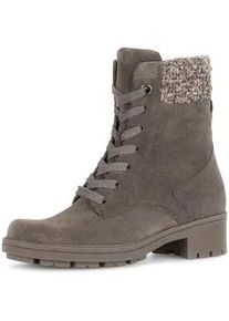 Schn&uuml;rstiefelette Gabor, Damen, Gr. 40, taupe, Textil, Veloursleder, Schuhe Schn&uuml;rstiefelette, Blockabsatz, Schn&uuml;rboots in Bequemweite G (= weit)