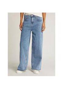 Tommy Hilfiger Loose-fit-Jeans TOMMY JEANS "CHARLIE MR LOOSE WD", Damen, Gr. 33, L&auml;nge 32, denim medium, Denim/Jeans, Obermaterial: 99% Baumwolle, 1% Elasthan, unifarben, loose fit lang, Jeans, mit Logostickerei