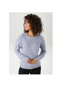 Strickpullover Aniston CASUAL, Damen, Gr. 44, lila (flieder), Strick, Obermaterial: 70% Polyacryl, 30% Polyester, meliert, unifarben, l&auml;ssig geschnitten h&uuml;ftlang, Rundhals, Rippstrickb&uuml;ndchen, Pullover Strickpullover, mit aufgestrickten Bl&uuml;ten verziert, Topseller