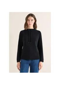 Langarmshirt Cecil, Damen, Gr. XL (44), schwarz, Stoff, 47% Modal, 45% Polyester, 8% Elasthan, unifarben, normal normal, hoch geschlossener Ausschnitt, abgesteppt, Shirts Langarmshirt, Mit Stickerei