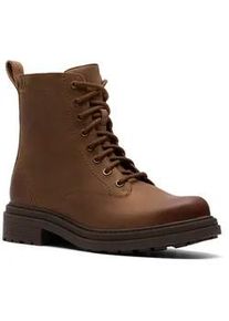 Schn&uuml;rboots Clarks "Orinoco 3 Style", Damen, Gr. 37,5, braun, Leder, Schuhe Schn&uuml;rboots, Stiefel, Schn&uuml;rboots mit Blockabsatz