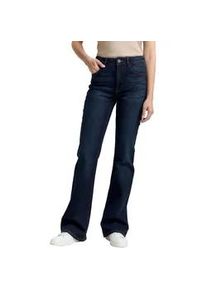 Schlagjeans Tom Tailor "STELLA", Damen, Gr. 31, L&auml;nge 32, blau (dunkelblau), Denim/Jeans, Obermaterial: 98% Baumwolle, 2% Elasthan. Futter: 65% Baumwolle, 35% Polyester, unifarben, bootcut fit lang, Jeans, mit Schlag und Stretch