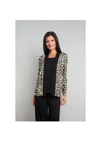 Shirtjacke Seidel Moden "Exklusiv bei OTTO", Damen, Gr. 46, beige, Jersey, Obermaterial: 96% Viskose, 4% Elasthan, Basic, l&auml;ssig geschnitten h&uuml;ftbedeckend, Rundhals, Shirts Shirtjacke, 2 in 1 Optik mit Animal-Leo-Print - MADE IN GERMANY