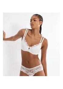 Minimizer-BH Triumph "Wild Gardenia Florale", Damen, Gr. 75, Cup F, ecru wei&szlig;, Microtouch, Obermaterial: 52% Lyocell, 25% Elasthan, 22% Polyamid, 1% Polyester, BHs Minimizer-BH, verkleinert die Brust optisch, weich, elegant und mit Spitze