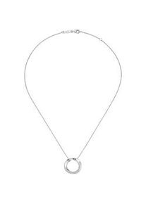 Collier "Mittelteil rund, gedreht, mit wei&szlig;en Zirkonia, Silber 925", silber, Giorgio Martello MILANO, Halsketten, Damen, 45cm, Silber 925 (Sterlingsilber), Collier