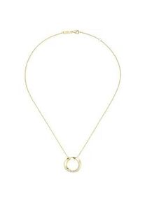 Collier "Mittelteil rund, gedreht, mit wei&szlig;en Zirkonia, Silber 925", gold, Giorgio Martello MILANO, Halsketten, Damen, 45cm, Silber 925 (Sterlingsilber), Collier