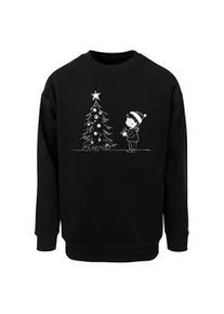 Rundhalspullover Merchcode "Merchcode Christmas Cute Kid Crewneck", Herren, Gr. L, schwarz, 65% Baumwolle, 35% Polyester, mehrfarbig, oversize, ohne Ausschnitt, Pullover Rundhalspullover
