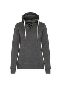 Longpullover oxmo "Sweatshirt OXMILLE", Damen, Gr. XL, grau (dunkelgrau melange), Obermaterial: 55% Polyester PES. 45% Baumwolle CO., Pullover Longpullover