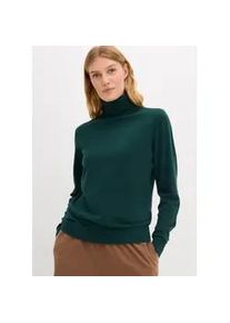 Rollkragenpullover bonprix "Rollkragenpullover", Damen, Gr. 40/42 (M), gr&uuml;n (tiefgr&uuml;n), Obermaterial: 70% Baumwolle, 30% Polyamid, figurbetont, Pullover Rollkragenpullover, aus Baumwolle und Polyamid, Rollkragen, figurbetonte Passform