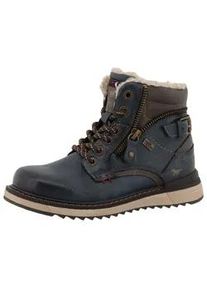 Winterboots Mustang SHOES "Donato", M&auml;dchen, Gr. 37, navy, Lederimitat, Textil, unifarben mit Farbeinsatz, Schuhe Winterboots, Schn&uuml;rboots, Outdoorboots mit TEX-Membrane