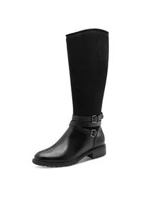 Stiefel Tamaris, Damen, Gr. 38, Normalschaft, schwarz, Leder, Lederimitat, Textil, Veloursleder, unifarben, Schuhe Stiefel, Blockabsatz, Langschaftstiefel mit Touch it-Ausstattung