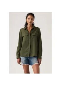 Levi's Hemdbluse LEVI'S, Damen, Gr. S (36), deep depths gd, Web, Obermaterial: 100% Lyocell, figurumspielend h&uuml;ftbedeckend, Krempel&auml;rmel,mit Riegel Manschette krempelbar, Blusen Hemdbluse, Krempel&auml;rmel mit Riegel