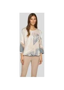 3/4-Arm-Shirt Rabe, Damen, Gr. 42, braun (macchiato), Web, Obermaterial: 50% Baumwolle, 50% Modal, bedruckt, regular fit taillenbedeckt, Rundhals, Shirts 3/4-Arm-Shirt, mit All-Over Print