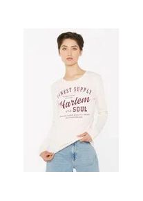 Langarmshirt Harlem Soul, Damen, Gr. XL, ecru, Single Jersey, Material: 100% Baumwolle, bedruckt, slim fit normal, Rundhals, eingesetzt gerader Abschluss, Shirts Langarmshirt, aus Baumwolle