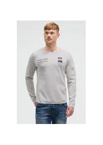 Rundhalspullover CAMP DAVID, Herren, Gr. XXL, storm grau, Feinstrick, Material: 100% Baumwolle, bedruckt, bestickt, regular fit normal, Rundhals, eingesetzt gerader Abschluss, Pullover Rundhalspullover, aus Feinstrick