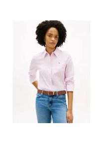 Shirtbluse Tommy Hilfiger "ESS POPLIN REGULAR SHIRT", Damen, Gr. 46, lila powder, Web, Obermaterial: 97% Baumwolle, 3% Elasthan, unifarben, regular fit Po-bedeckend, Blusen