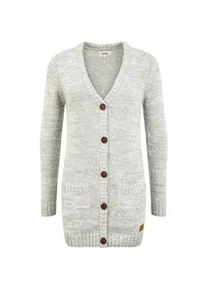 Strickjacke oxmo "Strickjacke OXHilemona", Damen, Gr. XS, grau (lig grau m), Obermaterial: 100% Baumwolle CO., Strickjacken Strickjacke