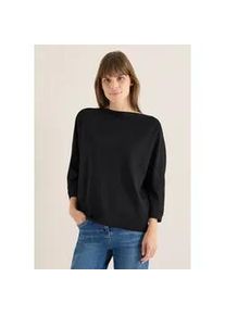 3/4-Arm-Shirt Cecil, Damen, Gr. L (42), schwarz, Web, 48% Baumwolle, 48% Modal, 4% Elasthan, unifarben, normal normal, U-Boot-Ausschnitt, B&uuml;ndchen, Shirts 3/4-Arm-Shirt, mit U-Boot-Ausschnitt