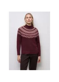 Strickpullover Street One, Damen, Gr. 38, wildberry rot, Web, 37% Baumwolle, 34% Polyacryl, 26% Polyester, 3% Elasthan, Strukturmuster, regular fit normal, hoch geschlossener Ausschnitt, B&uuml;ndchen, Pullover Strickpullover, im soften Baumwoll-Mix