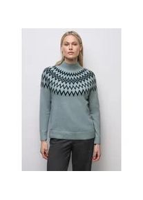 Strickpullover Street One, Damen, Gr. 44, nile blau meliert, Web, 37% Baumwolle, 34% Polyacryl, 26% Polyester, 3% Elasthan, Strukturmuster, regular fit normal, hoch geschlossener Ausschnitt, B&uuml;ndchen, Pullover Strickpullover, im soften Baumwoll-Mix
