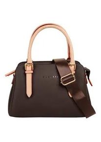 Henkeltasche Bugatti "ELLA", Damen, Gr. B/H/T: 22cm x 17cm x 7cm onesize, braun (dunkelbraun), Kunstfaser, unifarben, Taschen
